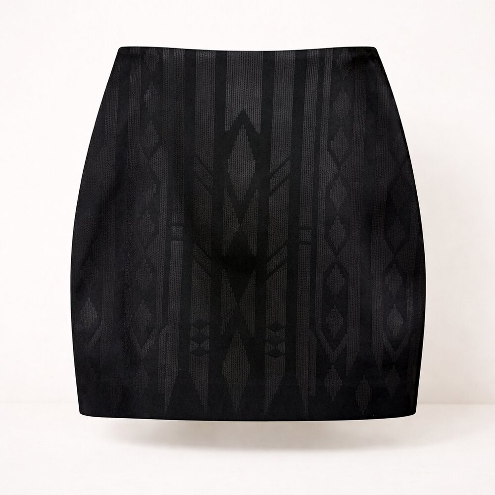 H&M Black Jacquard Mini Skirt 8 Textured Night Out Date Night Chic Going Out